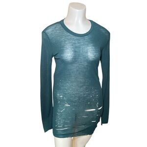 Diesel T-Fien Ripped Destroyed Long Sleeve Teal Top sz XXS